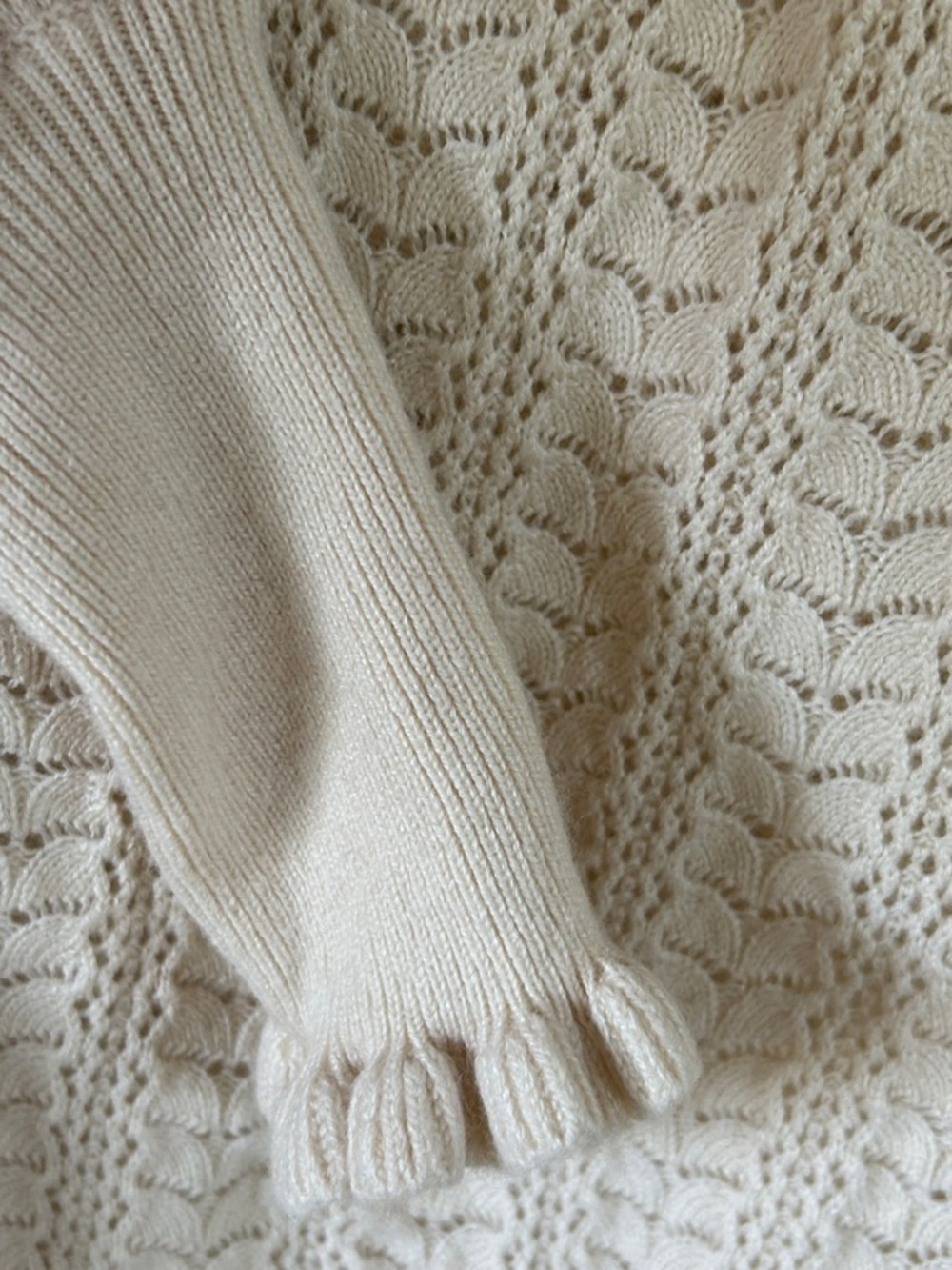 Boden Pointelle Frill Cardigan in Cream -cottagecore -ruffle - feminine - size M - Picture 5 of 7